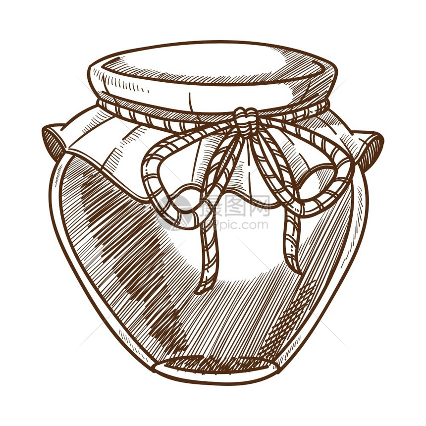 单色线稿罐中的蜂蜜矢量元素图片