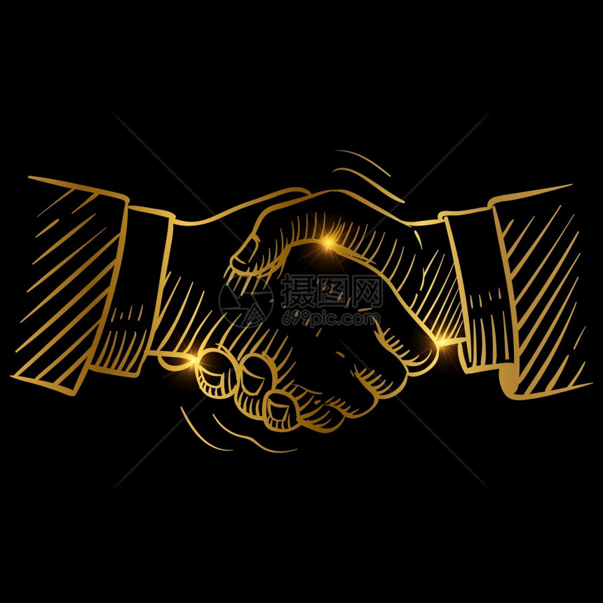 握手金向量设计成功商业协议合同插图商人图片