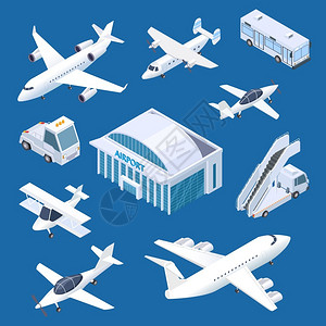 机场建筑空中广和机矢量装置的运输飞机和场楼间图例图片