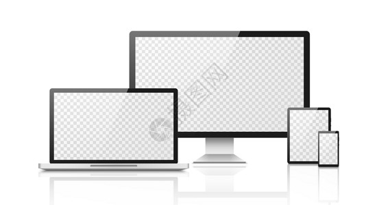 笔记本电脑屏幕具有透明屏幕黑电话和平板框架设备显示广告在线通信智能技术3D矢量模板的装置具有透明屏幕黑框架在线通信智能技术3d矢量模板的装置插画