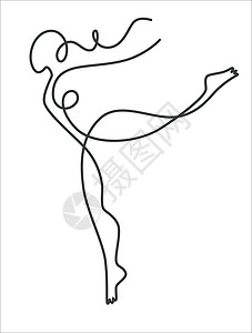 连续线艺术绘画芭蕾舞者或大纲孤立的草图矢量线形人类图象螺旋和卷状墨画单线女双影舞蹈和运动芭蕾舞者或大纲绘制连续线条艺术背景图片
