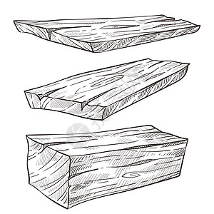 木制材料板建筑和工孤立的草图矢量木制细节fir或橡树自然元素林业和木材加工的日志大小和长度圆板模木制或材料建筑孤立的草图背景图片