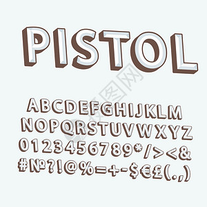 PistolVestage3d矢量字母组Retro粗体字型Pop艺术平板字母组旧学校风格的字母数符号包90s8s创意类别设计模板背景图片