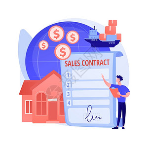 合同价格交货条件付款商业协议买方和卖财产租赁和伙伴关系抽象比喻销售合同条款抽象概念矢量说明背景图片