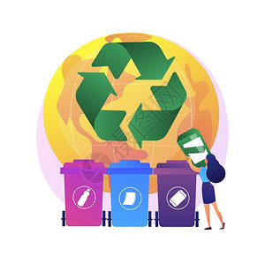 生态活动家对垃圾进行分类废物隔离可处置系统生态责任垃圾容器桶回收利用想法病媒孤立概念比喻说明废物分类病媒概念比喻背景图片