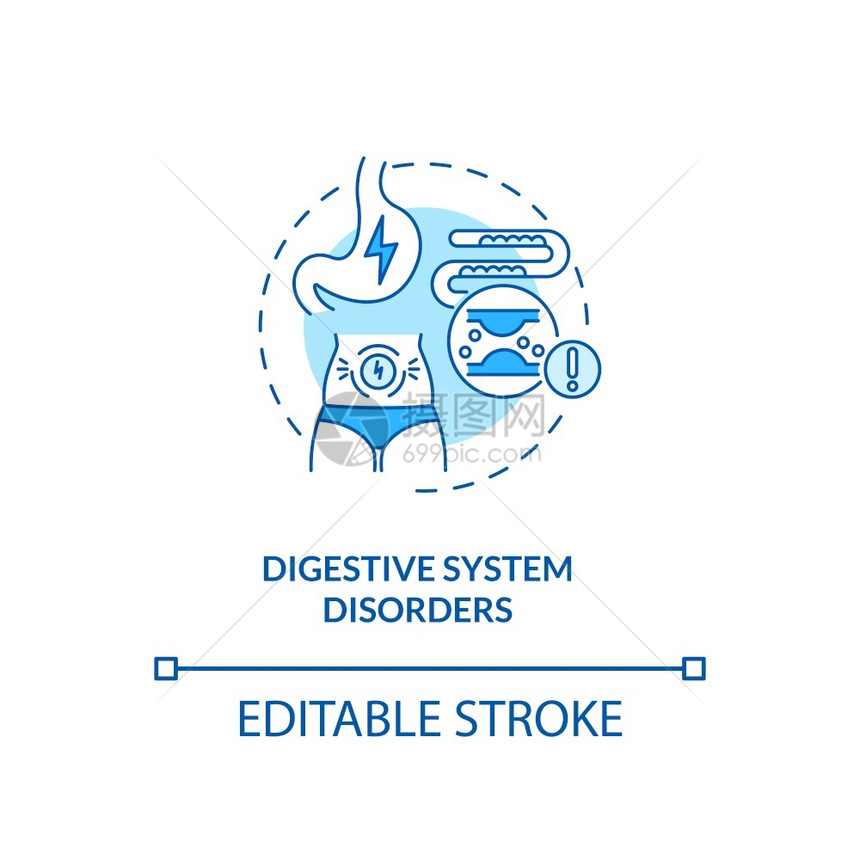 消化系统紊乱概念图标抗抑郁剂副效应概念细线插图腹泻和便秘矢量孤立大纲RGB彩色绘图可编辑中风消化系统紊乱概念图标图片