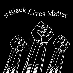 矢量拳头勇敢起来黑人生命物质禁止在黑暗背景上抗议人类手停止对黑人的暴力背景