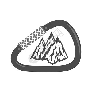 攀岩图标白色背景上的金属卡比纳图标安全钩背景