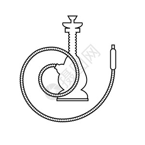 阿拉伯Hookah侧影孤立在白背景上图片