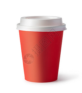 红色塑料咖啡杯以白色背景隔离红色塑料咖啡杯图片