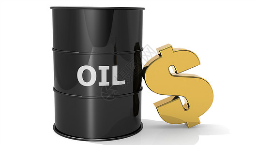 石油存储黑色原油桶印有金元牌3D背景