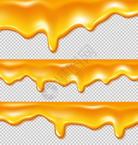 焦糖糖浆以透明背景隔离的钻探黄金液体蜂蜜边界矢量现实的糖浆流包括滴油粘糊焦糖或甜橙奶油矢量的滴金液体蜂蜜边界插画