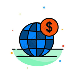 美元全球商业全球国际抽象灰色平面图示模板图片