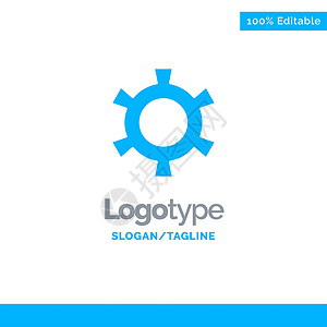 齿轮标志CogGear设置蓝色固态Logo模板标记位置背景