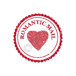 邮票模板设置情人节和结婚浪漫邮戳设插画