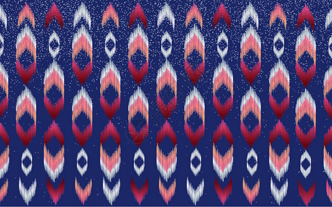 传统经典红色和黄的部落艺术Ikat设计后座地毯壁纸服装BatikfabricVictor插图插画
