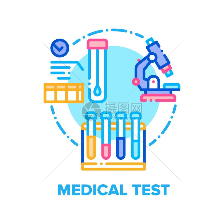 医学试验矢量概念用于研究病人分析的实验室医疗设备显微镜和火焰医药科学研究和发展颜色说明医学试验矢量概念颜色说明图片