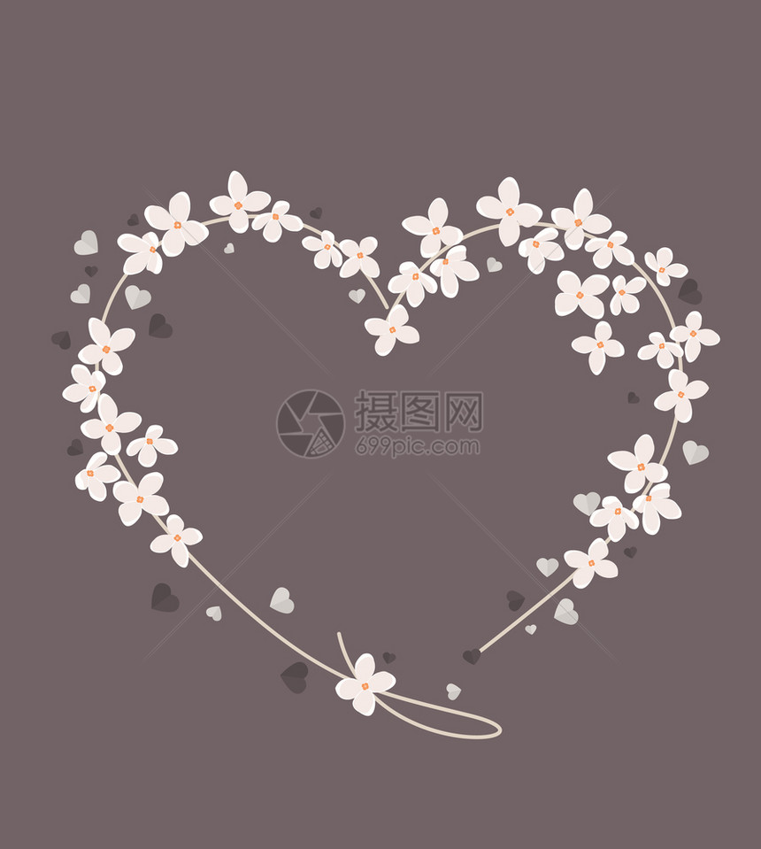 花形心脏的矢量插图花形邀请装饰模板背景设计情人节或母亲花形心脏图片