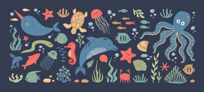 海洋动物图集背景图片