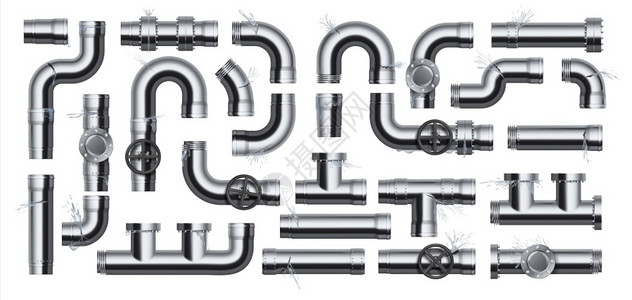 金属水管3d水管龙头阀门图集插画