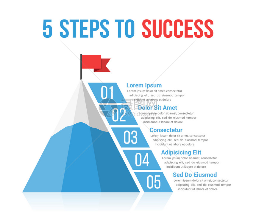 5成功信息地理领导或动机概念的步骤矢量eps10插图图片