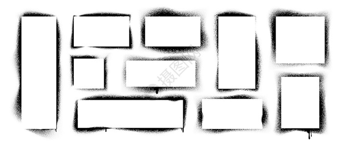 边框黑色花装饰喷雾线板真实的涂鸦边框具有飞溅效果黑空气刷粗纹理孤立的正方形和矩状带有喷洒和油漆滴矢量平板喷洒真实的涂鸦边框具有飞溅效果带喷洒和背景