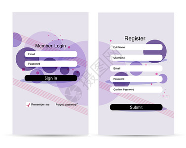 登录页面的矢量插图签名表登录注册创建账户移动应用程序注册表背景图片