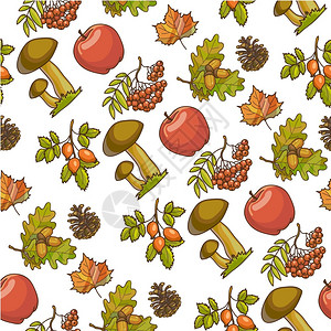 秋叶水果和蔬菜无缝模式高清图片