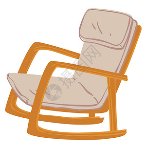 带舒适的垫子和布木制摇椅隔离的子休息斯堪的纳维亚内部设计住宅消化家具平板的矢量舒适摇椅家庭室内设计具背景图片