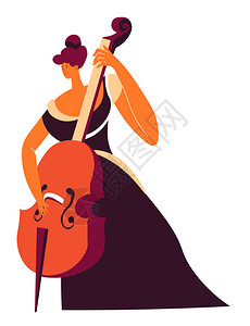 拉大提琴的女子插画