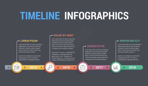 时间线信息图模板工作流程或图矢量eps10插图背景图片