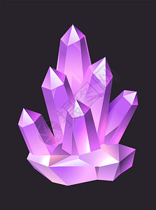 紫色钻石紫色珠宝卡通石水晶斯塔拉热石和螺旋多彩的3D豪华石英亮光的3d豪华石英在黑色闪亮地质物体上孤立的射线光闪亮或蓝宝石uu项或设计矢插画
