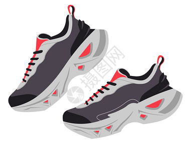 橡皮底帆布鞋卡通运动鞋矢量元素插画
