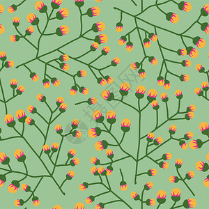 绿背景上盛开的花矢量插画图片