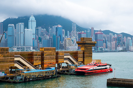 香港201年月金高建筑和香港岛玻璃反射图片