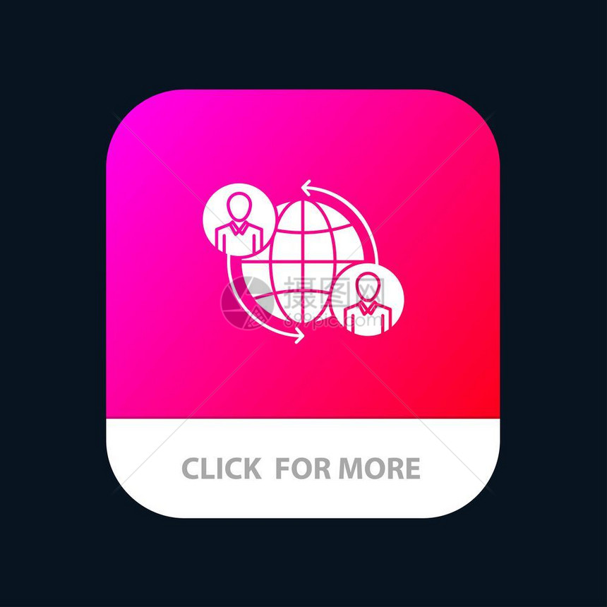 连接用户互联网全球移动应用程序按钮Android和IOSGlyph版本图片