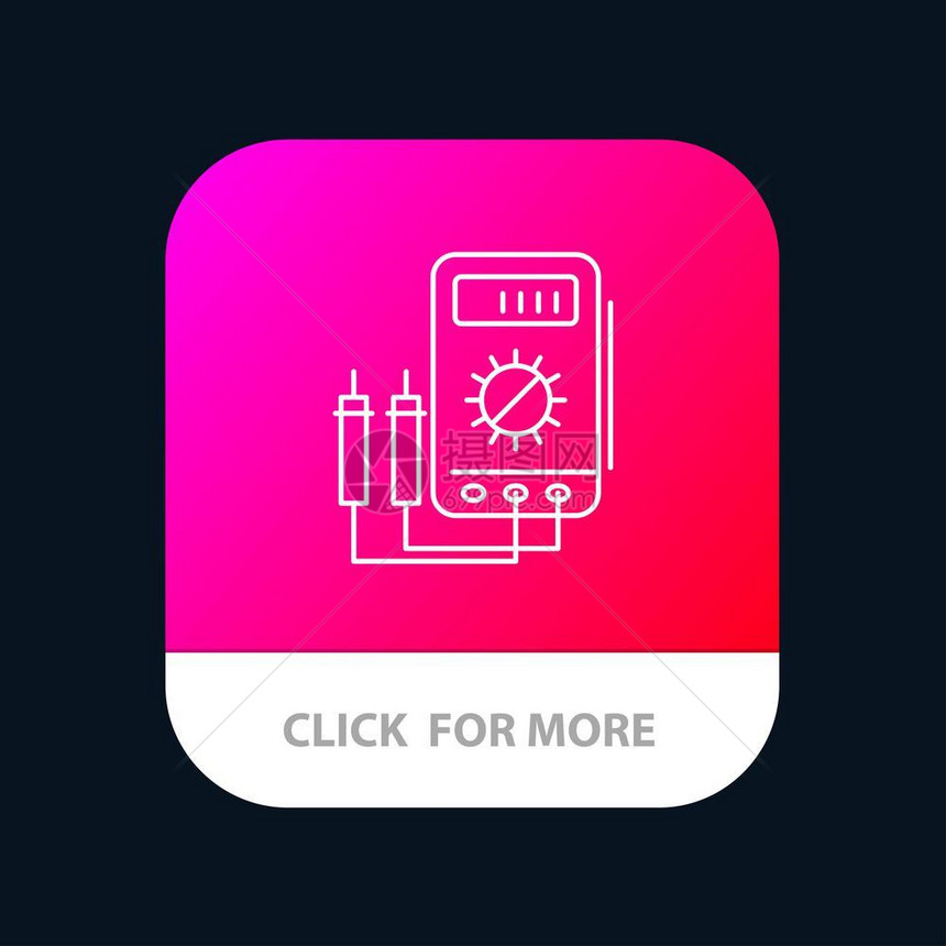 伏特计安培仪瓦特数字测试器移动应用程序按钮Android和IOS线版图片