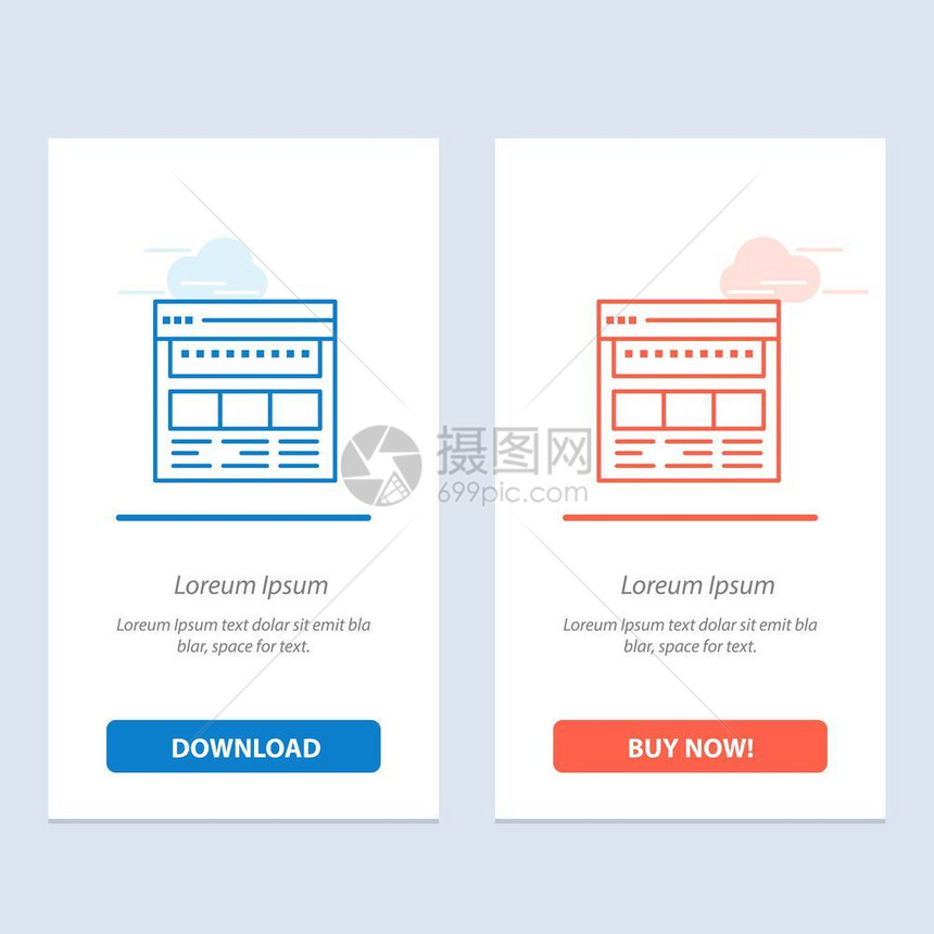网站浏览器商业公司网页蓝和红下载购买网卡模板图片