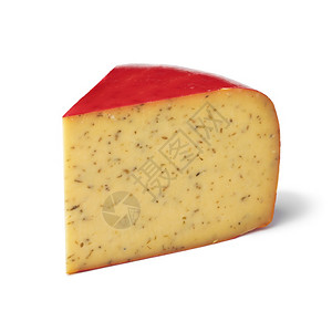 传统低脂荷兰泛蛋奶酪片段孤立在白色背景上图片