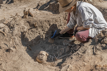 古代人类骨架考古挖掘代历史墓址考挖掘图片