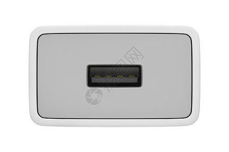 白色电源适配器上空的USB端口用于向多种电子设备收费背景图片