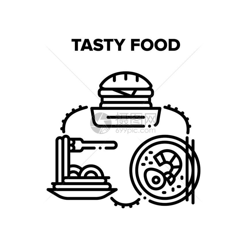 饼干三明治意大利面粉和新鲜海虾鸡蛋煮熟的海鲜汤餐厅和咖啡美味食品黑说明图片