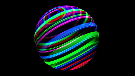彩色圆圈3D彩色圆球黑插图背景