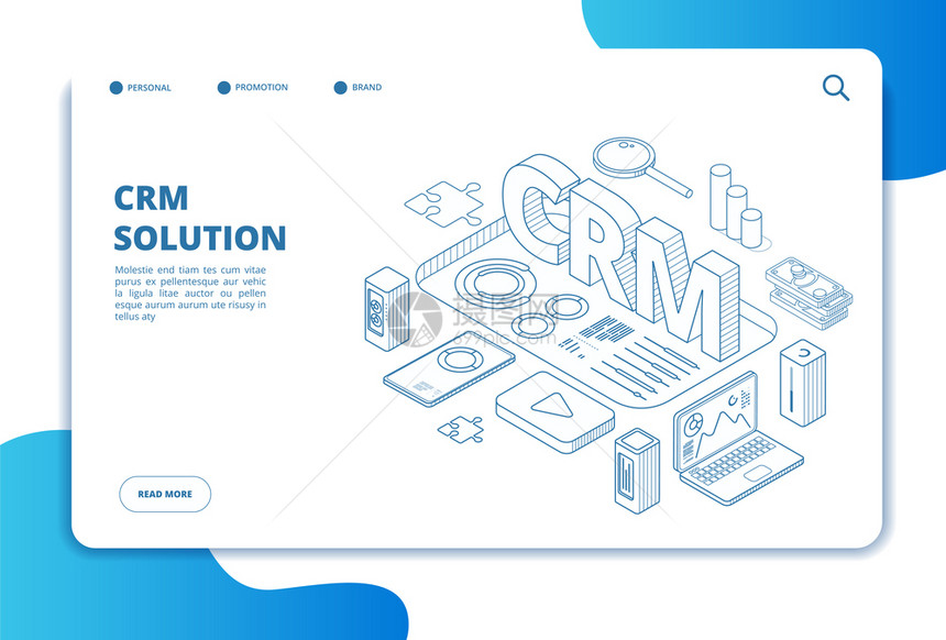 Crm概念网上客户关系管理营销统解决方案商业客户支持Isoectric着陆页Crm管理与客户的关系分析图解图片