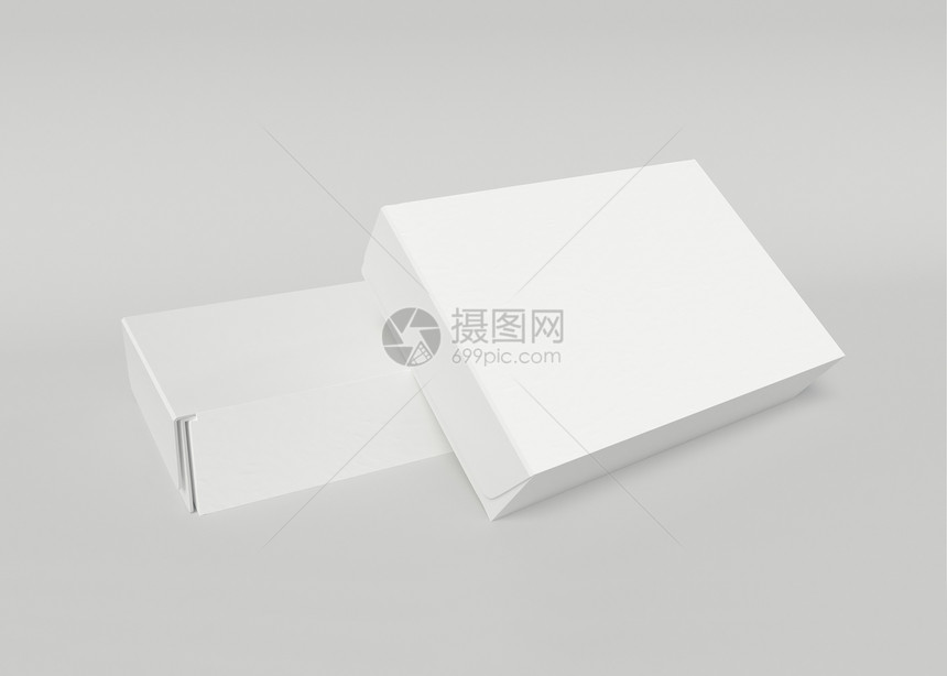 3d插图白色背景的纸盒包装图片