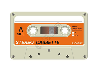 Retro磁带模拟音乐记录的频设备Blank立体磁带隔离塑料音乐设备和歌曲的老式混合磁带复制空间的矢量传声器多媒体工具塑料音乐设背景图片