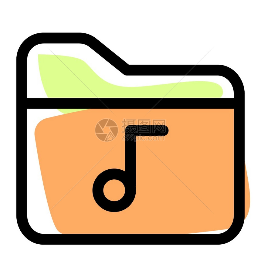 橘色存储在文件夹中的音乐文件矢量设计元素图片