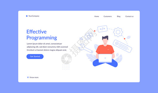 网站开发有效编程着陆页矢量与脚本合作办公室开发者编码业务程序员开发和写作图示插画