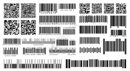 包装数字激光扫描产品条码和QR隔离矢量模板说明代码产品标签扫描仪信息的标签条线码隔离矢量模板背景图片