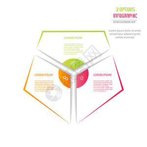 五角形的三部分用于表述业务战略项目开发时间表或学习阶段的图表平面设计插画
